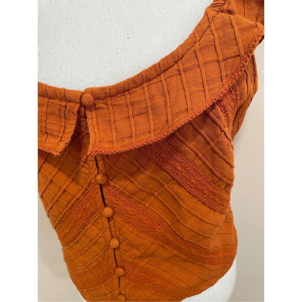 Free People Orange Ruffle Tank Top - Picture 3 of 6